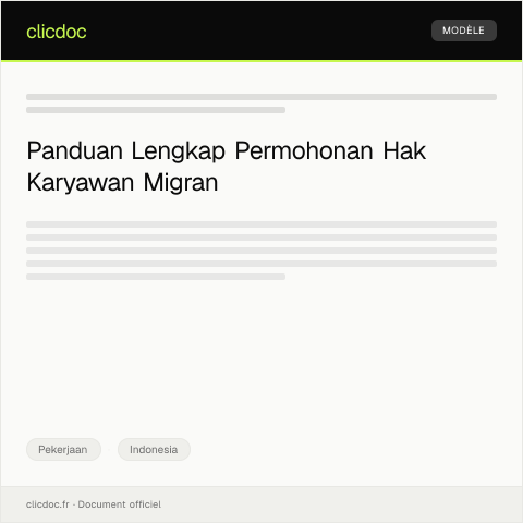 Document preview: Permohonan Pengakuan Hak Karyawan Migran — Pekerjaan, Indonesia