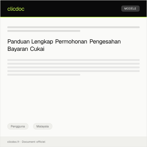 Document preview: Permohonan Pengesahan Bayaran Cukai — Pengguna, Malaysia