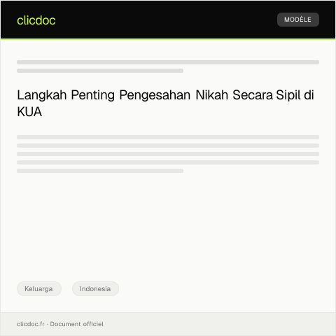 Document preview: Permohonan Pengesahan Nikah Secara Sipil di Kantor Urusan Agama — Keluarga, Indonesia