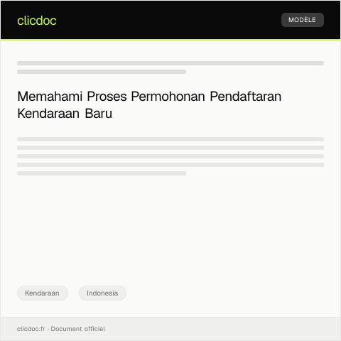 Document preview: Permohonan Pengesahan Pendaftaran Kendaraan Baru — Kendaraan, Indonesia