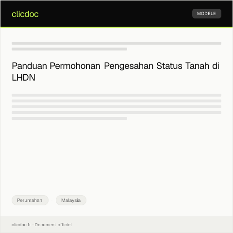 Document preview: Permohonan Pengesahan Status Tanah — Perumahan, Malaysia