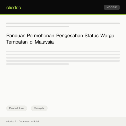 Document preview: Permohonan Pengesahan Status Warga Tempatan — Pentadbiran, Malaysia