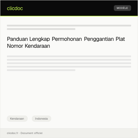 Document preview: Permohonan Penggantian Plat Nomor Kendaraan — Kendaraan, Indonesia