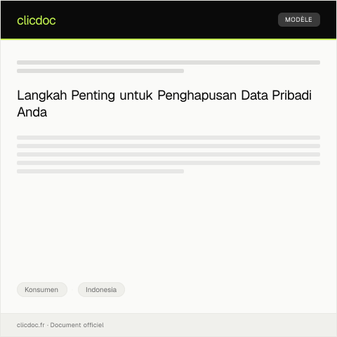 Document preview: Permohonan Penghapusan Data Pribadi dari Sistem Digital — Konsumen, Indonesia