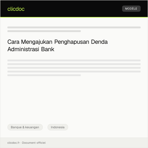 Document preview: Permohonan Penghapusan Denda Administrasi Bank — Banque & keuangan, Indonesia