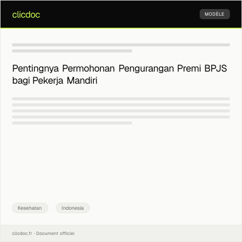 Document preview: Permohonan Pengurangan Premi BPJS — Kesehatan, Indonesia