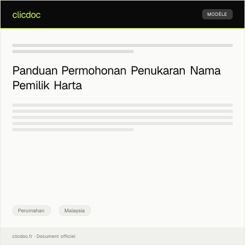 Document preview: Permohonan Penukaran Nama Pemilik — Perumahan, Malaysia