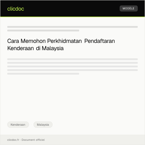 Document preview: Permohonan Perkhidmatan Pendaftaran Kenderaan — Kenderaan, Malaysia