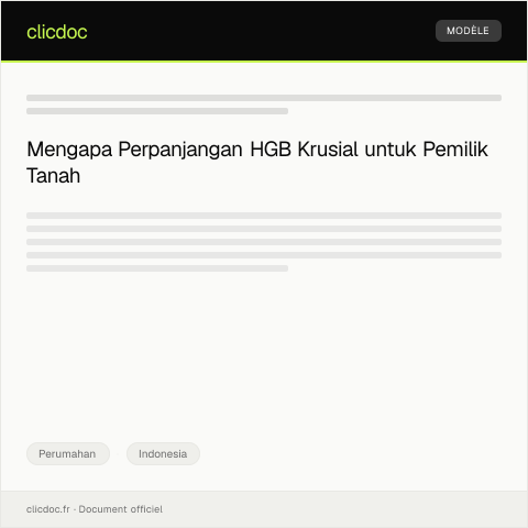 Document preview: Permohonan Perpanjangan Hak Guna Bangunan (HGB) — Perumahan, Indonesia