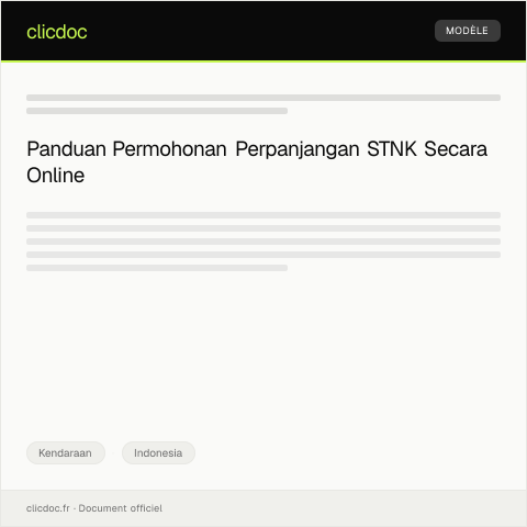 Document preview: Permohonan Perpanjangan STNK Kendaraan Bermotor secara Online — Kendaraan, Indonesia