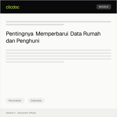 Document preview: Permohonan Perubahan Data Rumah dan Penghuni — Perumahan, Indonesia