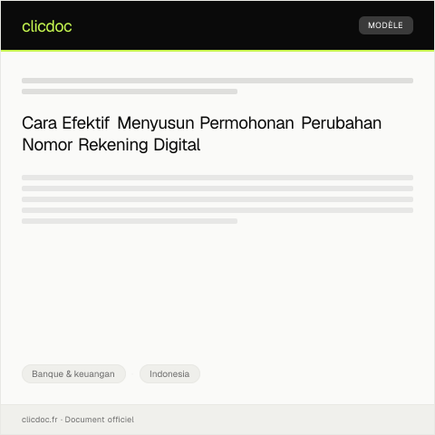 Document preview: Permohonan Perubahan Nomor Rekening Digital — Banque & keuangan, Indonesia