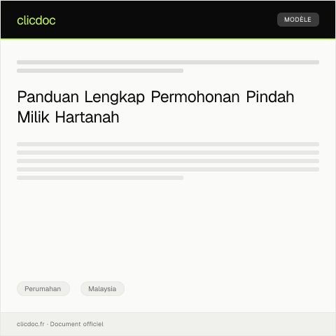 Document preview: Permohonan Pindah Milik Hartanah — Perumahan, Malaysia