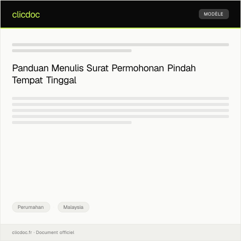 Document preview: Permohonan Pindah Tempat Tinggal kepada Pihak Berkuasa Tempatan — Perumahan, Malaysia