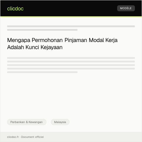 Document preview: Permohonan Pinjaman Modal Kerja — Perbankan & Kewangan, Malaysia