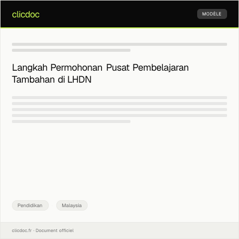 Document preview: Permohonan Pusat Pembelajaran Tambahan — Pendidikan, Malaysia