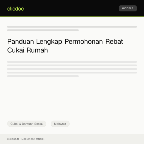 Document preview: Permohonan Rebat Cukai Rumah Melalui Sistem e-Filing — Cukai & Bantuan Sosial, Malaysia