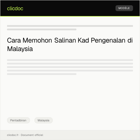 Document preview: Permohonan Salinan Kad Pengenalan — Pentadbiran, Malaysia