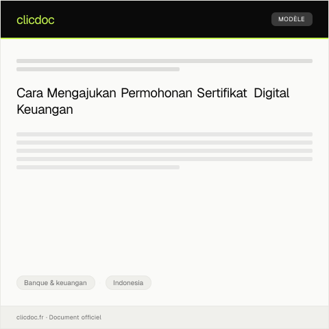 Document preview: Permohonan Pembuatan Sertifikat Digital Keuangan — Banque & keuangan, Indonesia