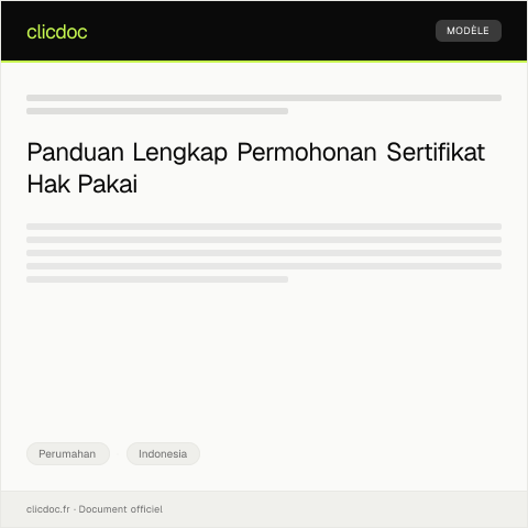 Document preview: Permohonan Sertifikat Hak Pakai — Perumahan, Indonesia