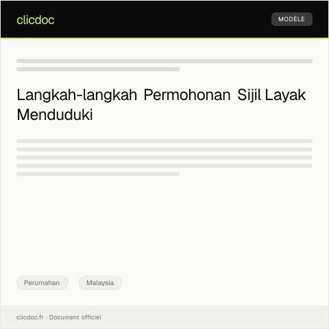 Document preview: Permohonan Sijil Layak Menduduki — Perumahan, Malaysia