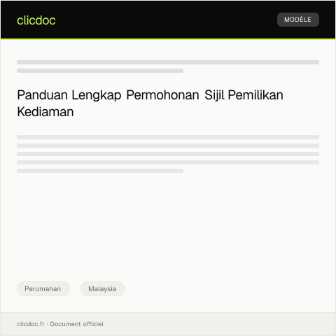 Document preview: Permohonan Sijil Pemilikan Kediaman — Perumahan, Malaysia