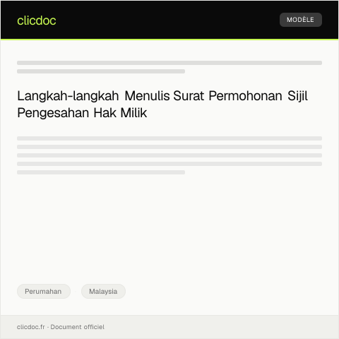 Document preview: Permohonan Sijil Pengesahan Hak Milik — Perumahan, Malaysia