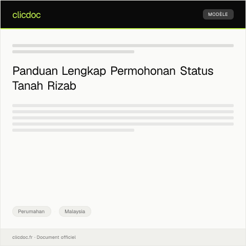 Document preview: Permohonan Status Hartanah Sebagai Tanah Rizab — Perumahan, Malaysia