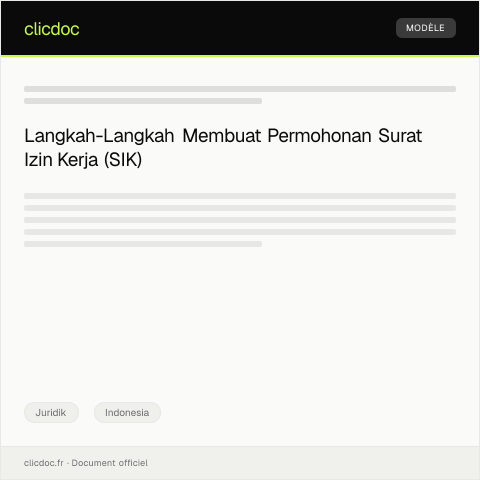 Document preview: Permohonan Pembuatan Surat Izin Kerja (SIK) — Juridik, Indonesia