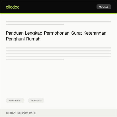 Document preview: Permohonan Surat Keterangan Penghuni Rumah — Perumahan, Indonesia