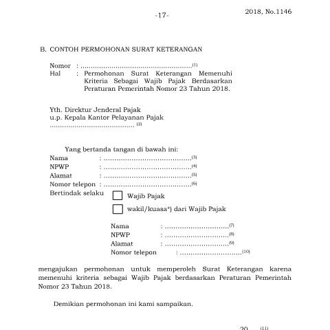 Document preview: Permohonan SuKet PP23.pdf — Format Permohonan Surat Keterangan (PP 23), Indonesia (CERFA n°ID-DJP-Permohonan-SuKet-PP23)