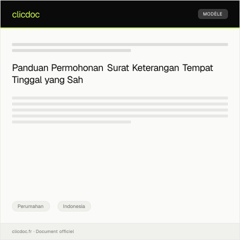 Document preview: Permohonan Surat Keterangan Tempat Tinggal yang Sah — Perumahan, Indonesia