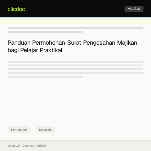 Document preview: Permohonan Pengeluaran Surat Pengesahan Majikan untuk Pelajar Praktikal — Pendidikan, Malaysia