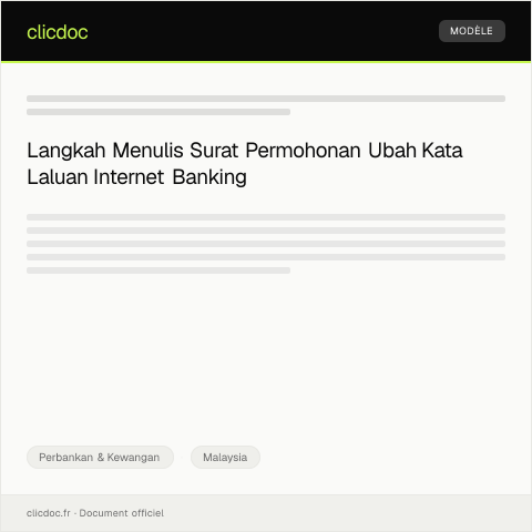 Document preview: Permohonan Ubah Kata Laluan Internet Banking — Perbankan & Kewangan, Malaysia