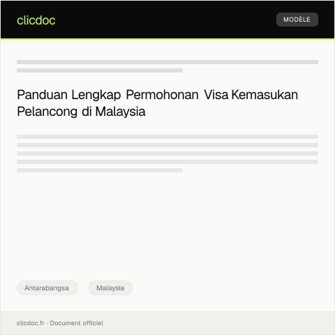 Document preview: Permohonan Visa Kemasukan Pelancong — Antarabangsa, Malaysia