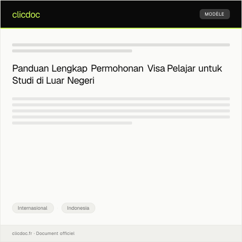 Document preview: Permohonan Visa Pelajar untuk Studi di Luar Negeri — Internasional, Indonesia