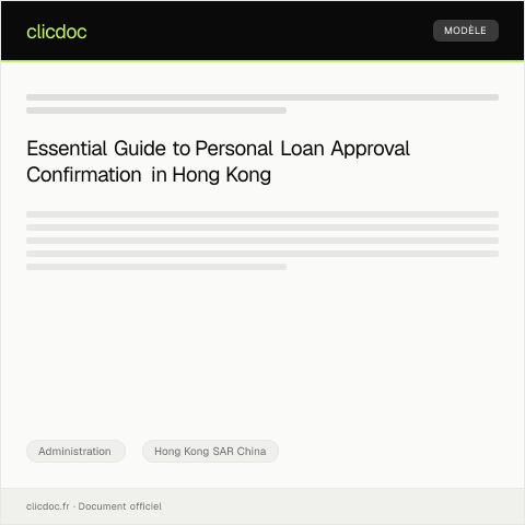 Document preview: Application for Personal Loan Approval Confirmation — Administration, Hong Kong SAR China