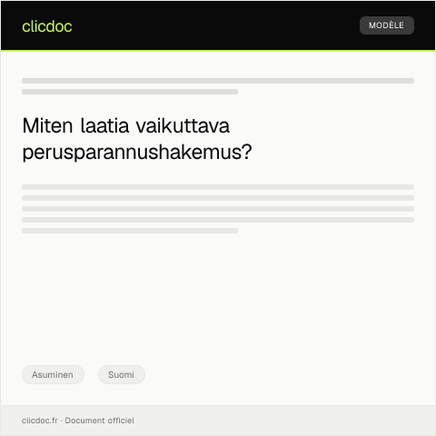 Document preview: Perusparannushakemus — Asuminen, Suomi