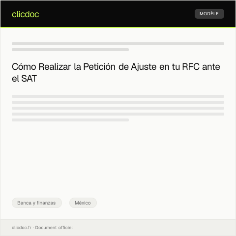 Vista previa del documento Petición de ajuste en los datos de mi RFC ante el SAT — Banca y finanzas, México
