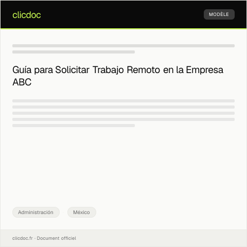 Vista previa del documento Petición de autorización para trabajar en modalidad remota en la empresa ABC — Administración, México