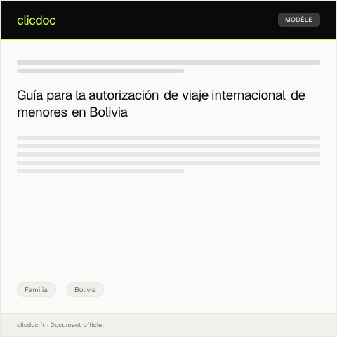 Vista previa del documento Petición de autorización de viaje internacional para menor — Familia, Bolivia