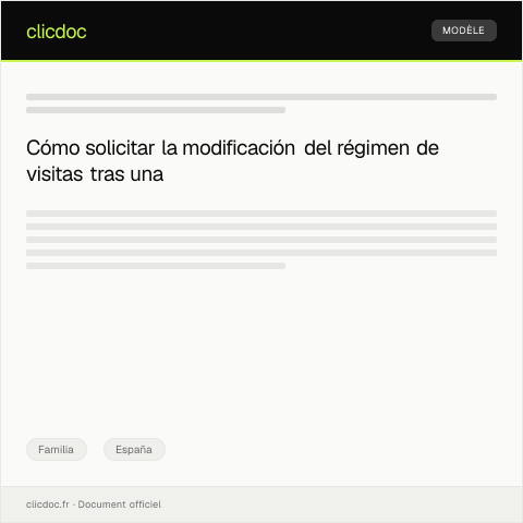 Vista previa del documento Petición de modificación de régimen de visitas por separación — Familia, España