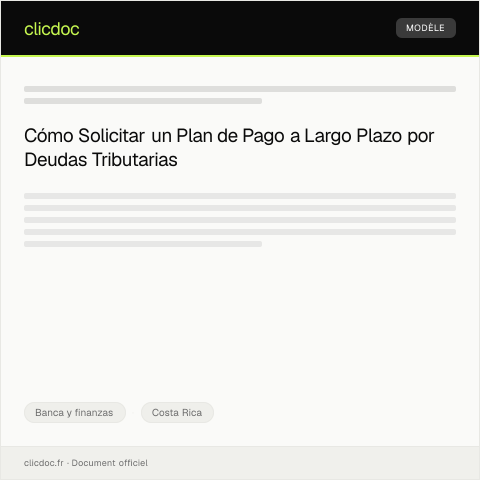 Vista previa del documento Petición de plan de pago a largo plazo por deudas tributarias ante la Dirección General de Tributación — Banca y finanzas, Costa Rica