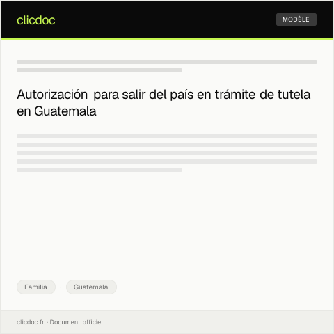 Vista previa del documento Petición de autorización para salida del país en trámite de tutela — Familia, Guatemala