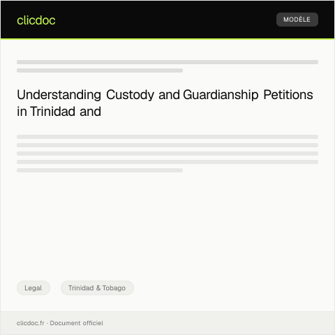 Document preview: Petition for Custody and Guardianship (Famille 015) — Legal, Trinidad & Tobago