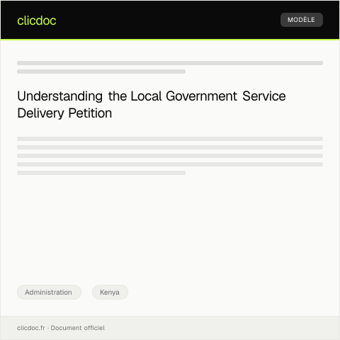 Document preview: Petition Concerning Local Government Service Delivery to County Assembly — Administration, Kenya