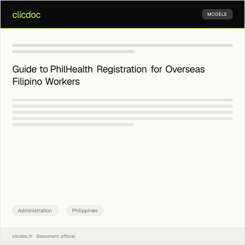 Document preview: Registration for PhilHealth Benefits as an Overseas Filipino Worker — Administration, Philippines