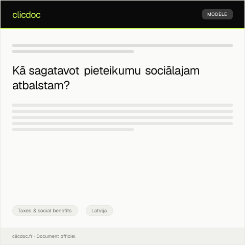 Document preview: Pieteikums par sociālā atbalsta saņemšanu — Taxes & social benefits, Latvija