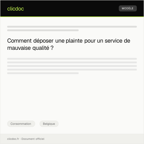 Aperçu du document Plainte pour mauvaise qualité du service fourni par un fournisseur — Consommation, Belgique