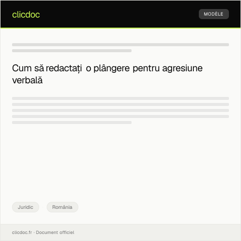 Document preview: Depunere plângere pentru agresiune verbală în locul de muncă — Juridic, România